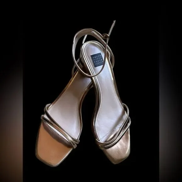 White House Black market Fabulous, strappy BRONZE leather sandal EUC 7M - Picture 4 of 13